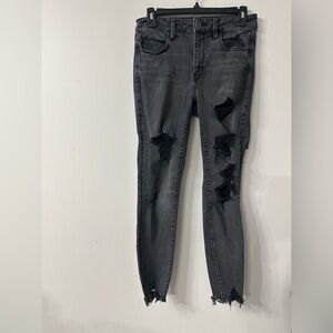 American Eagle Outfitters Charcoal Distressed Jeggings